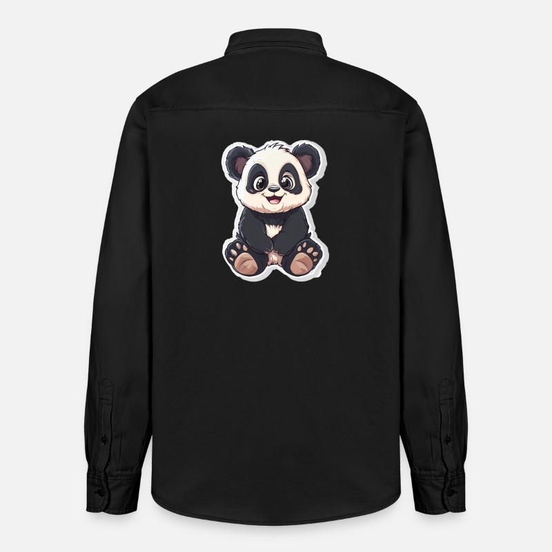 Ours panda mignon - Chemise unisexe coupe décontractée bio Stanley/Stella - noir délavé
