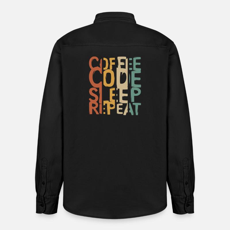 Coffee Code Sleep Repeat – Developer Design - Relaxed Fit Unisex Organic Shirt by Stanley/Stella - washed black