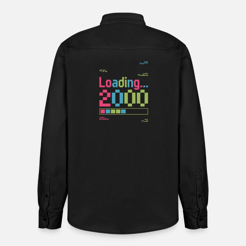 Pixel Retro Design Loading 2000 - Relaxed Fit Unisex Organic Hemd von Stanley/Stella - washed Black