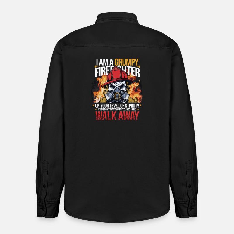 Grumpy Firefighter Skull Design - Chemise unisexe coupe décontractée bio Stanley/Stella - noir délavé