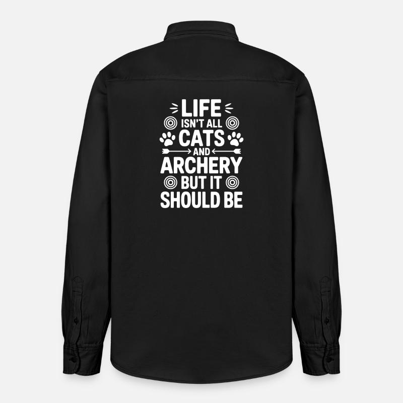 Bogenschießen Spruch Katzen Bogenschießen Geschenk - Relaxed Fit Unisex Organic Hemd von Stanley/Stella - washed Black