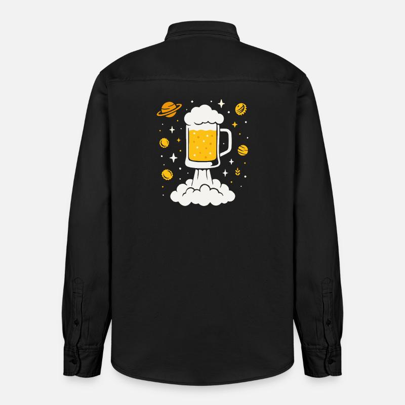 Fusée à bière dans l’espace - Chemise unisexe coupe décontractée bio Stanley/Stella - noir délavé