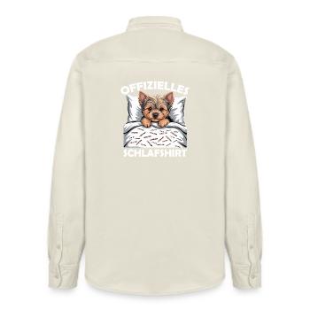 Offizielles Schlafshirt Yorkshire Terrier - Relaxed Fit Unisex Organic Hemd von Stanley/Stella - Natur - Hinten - AI Model Male 178 light (178cm)