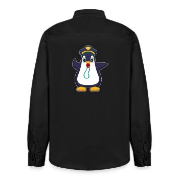 pingouin policier sifflet police - Chemise unisexe coupe décontractée bio Stanley/Stella - noir délavé - Dos - AI Model Male 178 light (178cm)