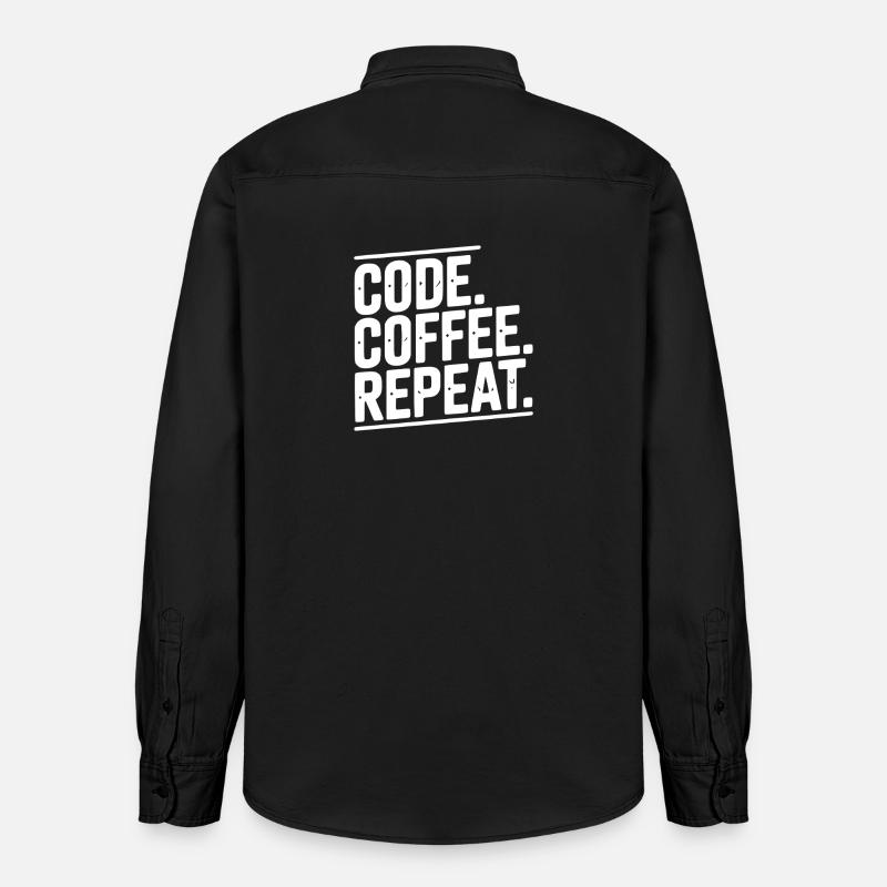 Code Kaffee-Wiederholung - Relaxed Fit Unisex Organic Hemd von Stanley/Stella - washed Black