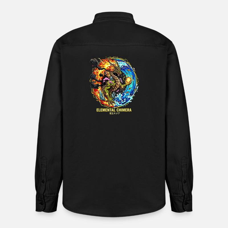 Elemental Chimera | Drache der 3 Elemente - Relaxed Fit Unisex Organic Hemd von Stanley/Stella - washed Black