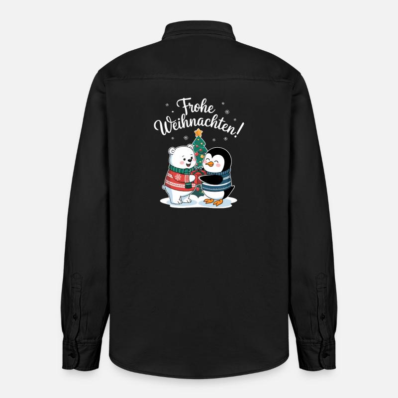 Eisbär Pinguin Weihnachtspullover süß Weihnachten - Relaxed Fit Unisex Organic Hemd von Stanley/Stella - washed Black