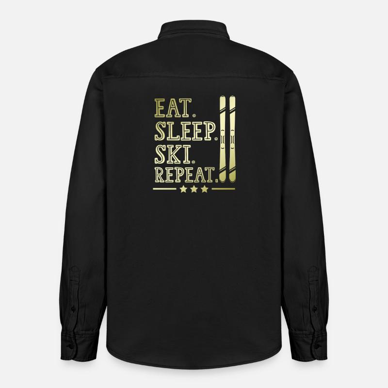 Manger dormir Ski Répéter - Chemise unisexe coupe décontractée bio Stanley/Stella - noir délavé