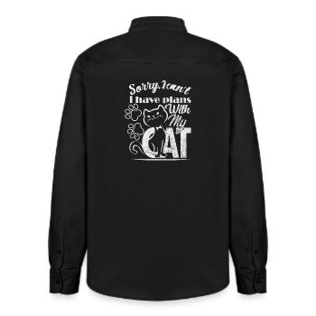 Tut mir leid, ich kann nicht, ich habe Pläne mit meiner Katze - Relaxed Fit Unisex Organic Hemd von Stanley/Stella - washed Black - Hinten - AI Model Male 178 light (178cm)