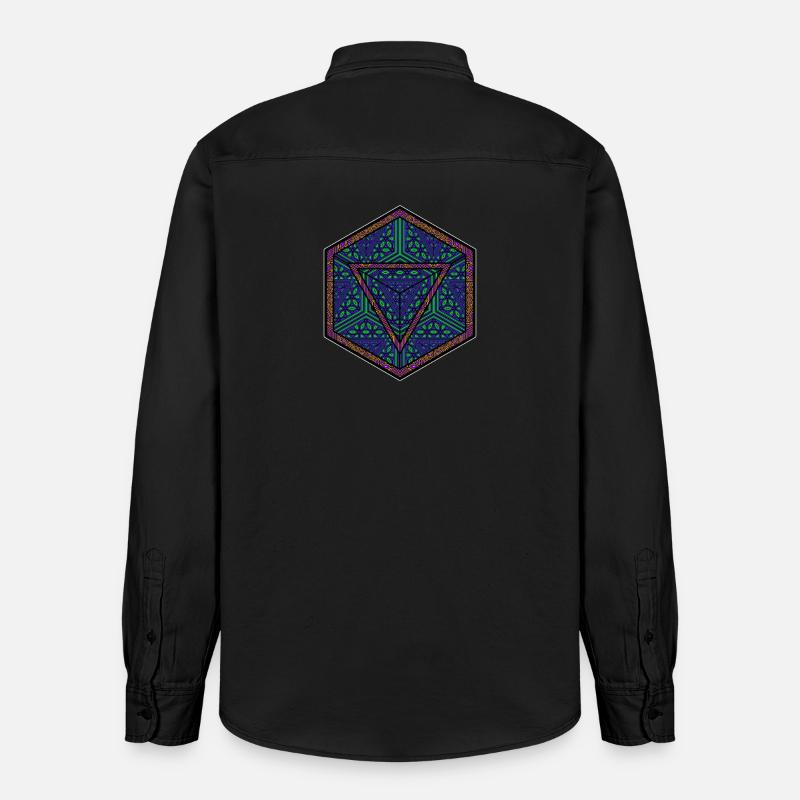 Mandala Kaleidoscope Triangle Pattern Psychedelic - Relaxed Fit Unisex Organic Shirt by Stanley/Stella - washed black