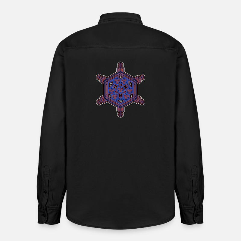 Expérience d’évolution fractale Motif hexagone étoile - Chemise unisexe coupe décontractée bio Stanley/Stella - noir délavé