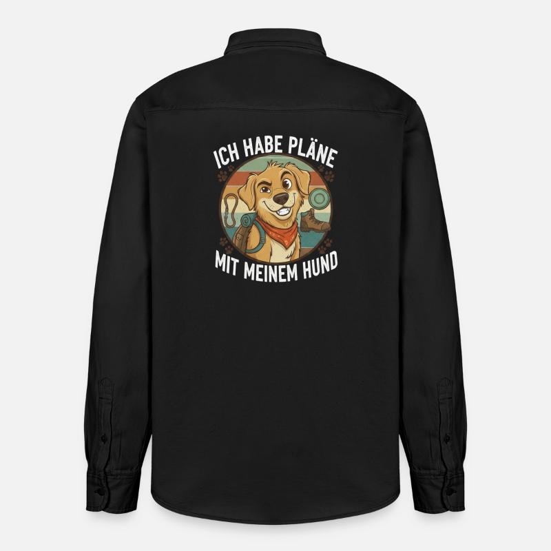 J’ai des projets avec mon chien - Chemise unisexe coupe décontractée bio Stanley/Stella - noir délavé