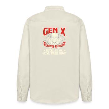 Gen X Badass Generation Rétro Nostalgie Citation - Chemise unisexe coupe décontractée bio Stanley/Stella - écru doux - Dos - AI Model Male 178 light (178cm)
