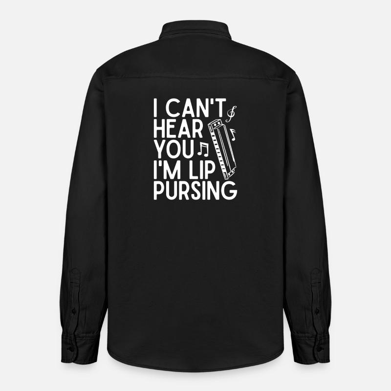 Harmonica Musican Lip Pursing Harmonica - Relaxed Fit Unisex Organic Hemd von Stanley/Stella - washed Black