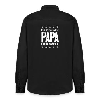 Drôle de cadeau de fête des pères papa bière - Chemise unisexe coupe décontractée bio Stanley/Stella - noir délavé - Dos - AI Model Male 178 light (178cm)