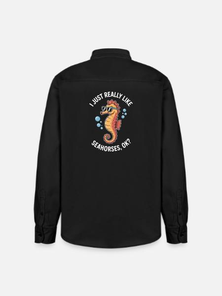 Seepferdchen Spruch Lustiges Seepferdchen Geschenk - Relaxed Fit Unisex Organic Hemd von Stanley/Stella - washed Black