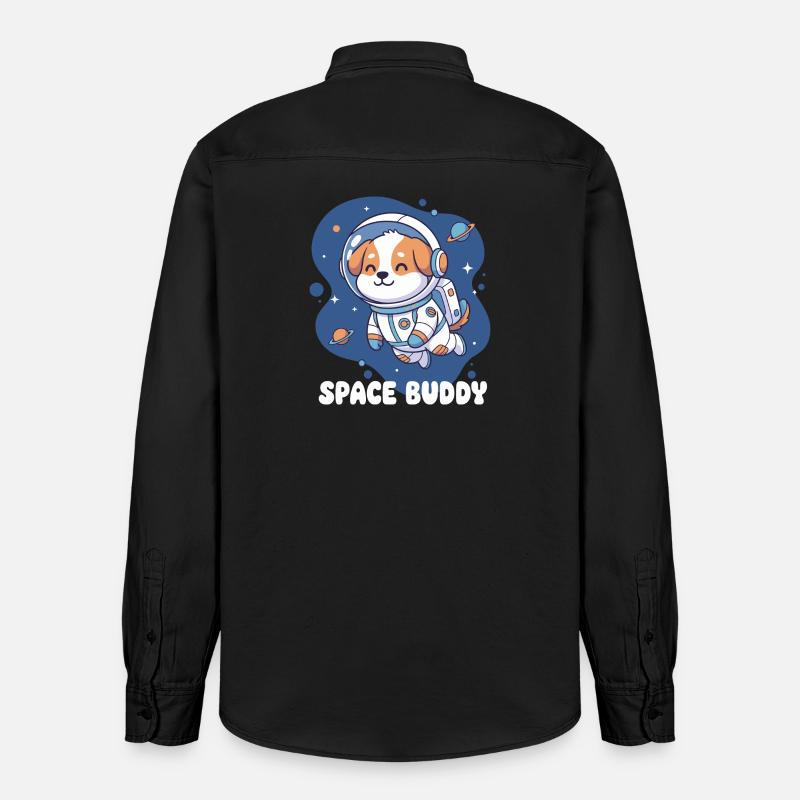 Chien astronaute compagnon de l’espace - Chemise unisexe coupe décontractée bio Stanley/Stella - noir délavé