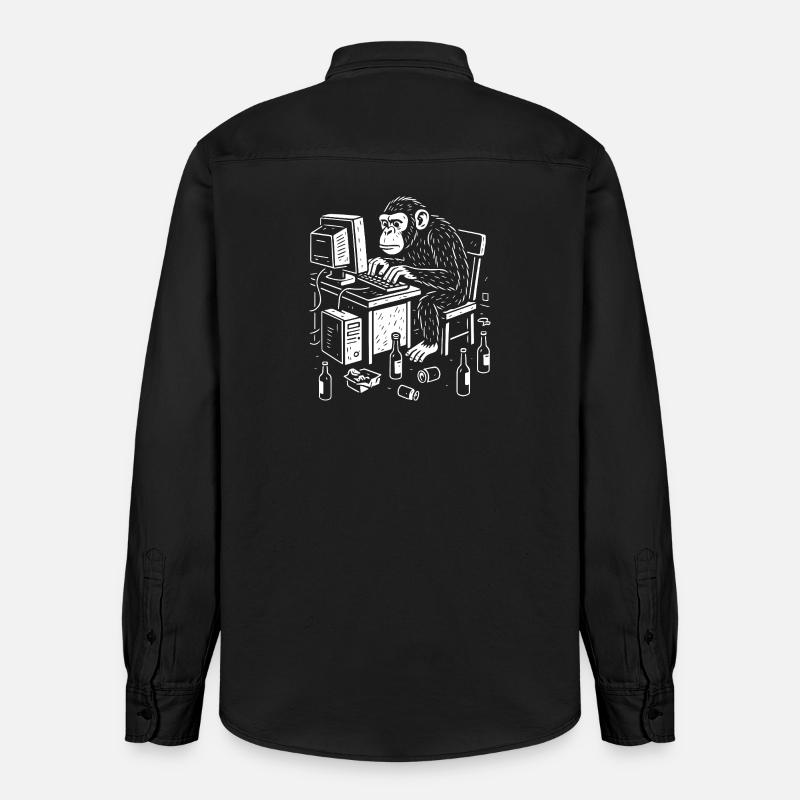 Deskbound Monkey Coder - Relaxed Fit Unisex Organic Shirt by Stanley/Stella - washed black