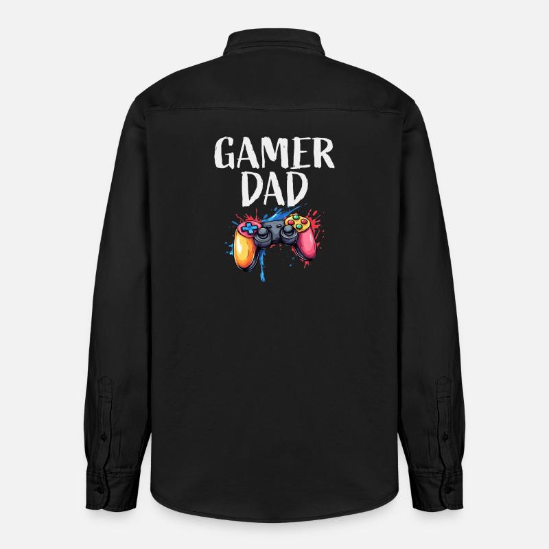 Gamer Papa Controller Splash - Relaxed Fit Unisex Organic Hemd von Stanley/Stella - washed Black