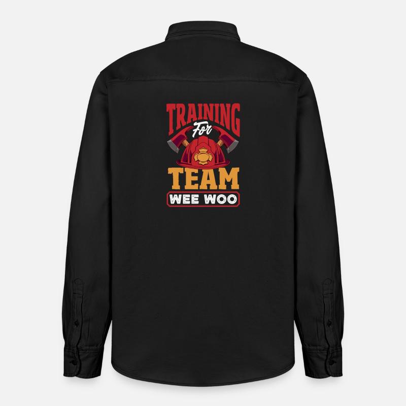 Wee Woo Squad Fire Tiny Feuerwehrmann - Relaxed Fit Unisex Organic Hemd von Stanley/Stella - washed Black