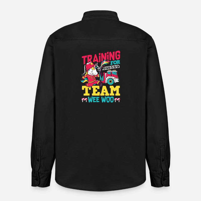 Wee Woo Squad Fire Tiny Feuerwehrmann - Relaxed Fit Unisex Organic Hemd von Stanley/Stella - washed Black