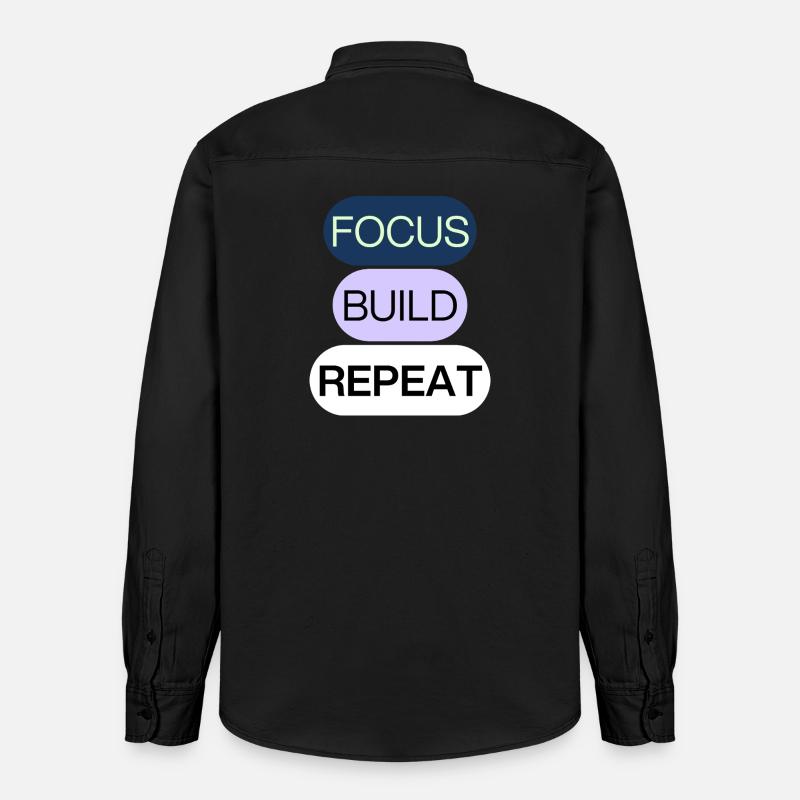 Focus, Build, Repeat – Creator Mindset - Relaxed Fit Unisex Organic Hemd von Stanley/Stella - washed Black