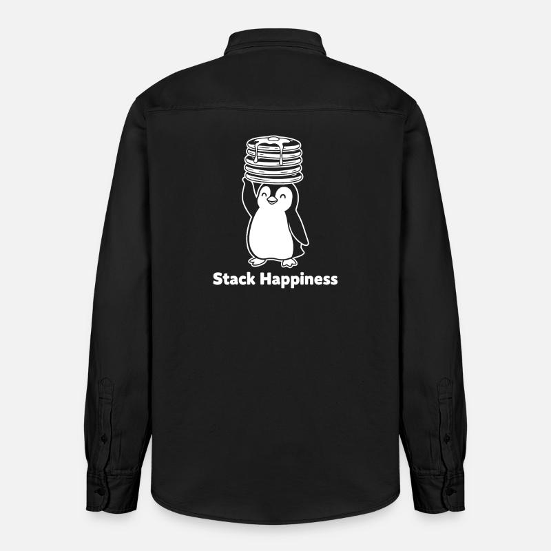 Stack Happiness Pinguin Pfannkuchen - Relaxed Fit Unisex Organic Hemd von Stanley/Stella - washed Black
