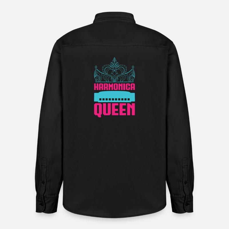 Funny Harmonica Player Queen Harmonica - Relaxed Fit Unisex Organic Hemd von Stanley/Stella - washed Black