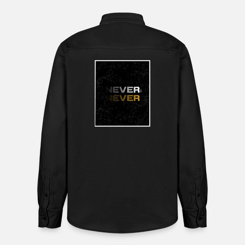 NEVER SAY NEVER – Minimal Statement Design - Relaxed Fit Unisex Organic Hemd von Stanley/Stella - washed Black