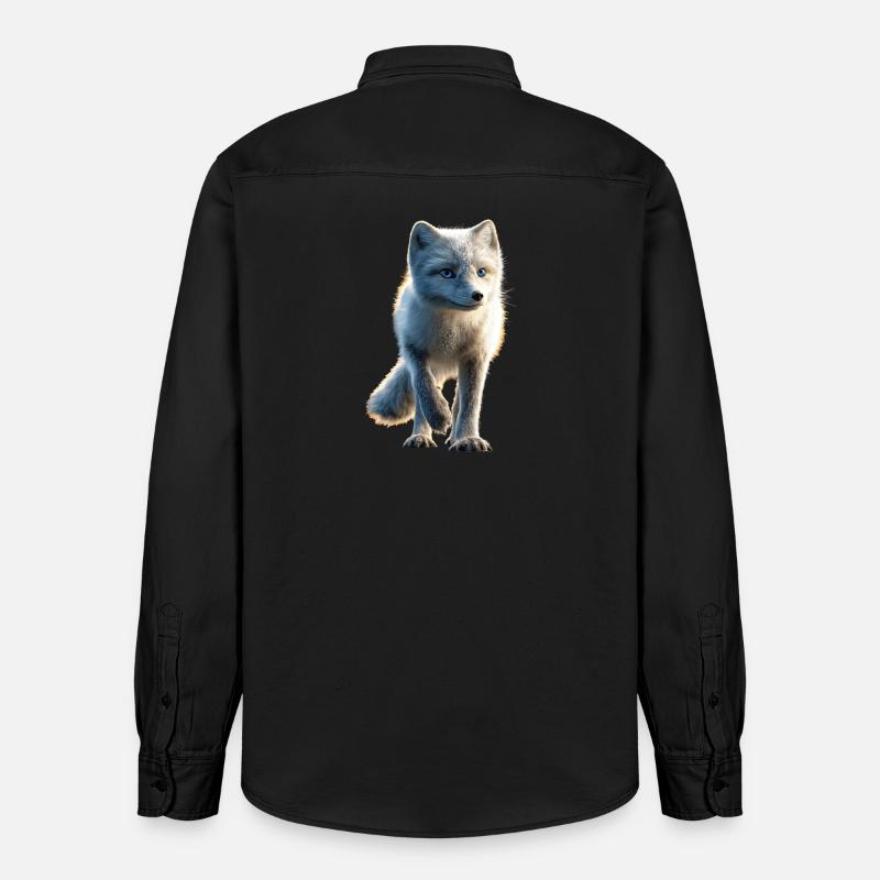 Polarfuchs Schneefuchs Eisfuchs Süßer Weißer Fuchs - Relaxed Fit Unisex Organic Hemd von Stanley/Stella - washed Black