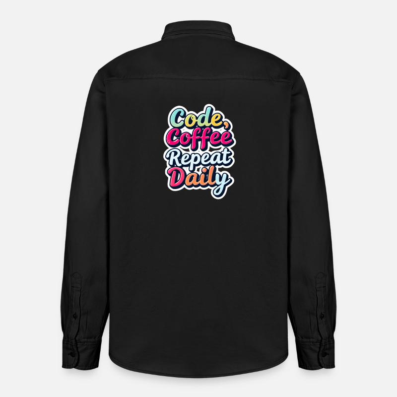 Code Sleep Debug Repeat Programmer Shirt - Chemise unisexe coupe décontractée bio Stanley/Stella - noir délavé