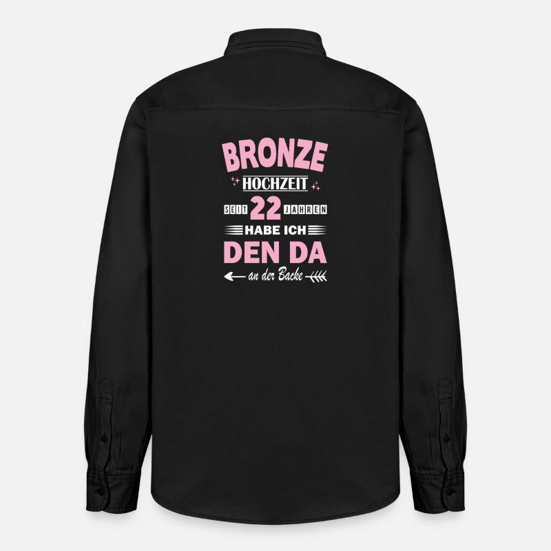 Bronzebryllup 22 bryllupsdag bryllupsdag bryllupsdag hustru - Stanley/Stella unisex skjorte afslappet pasform økologisk - washed black