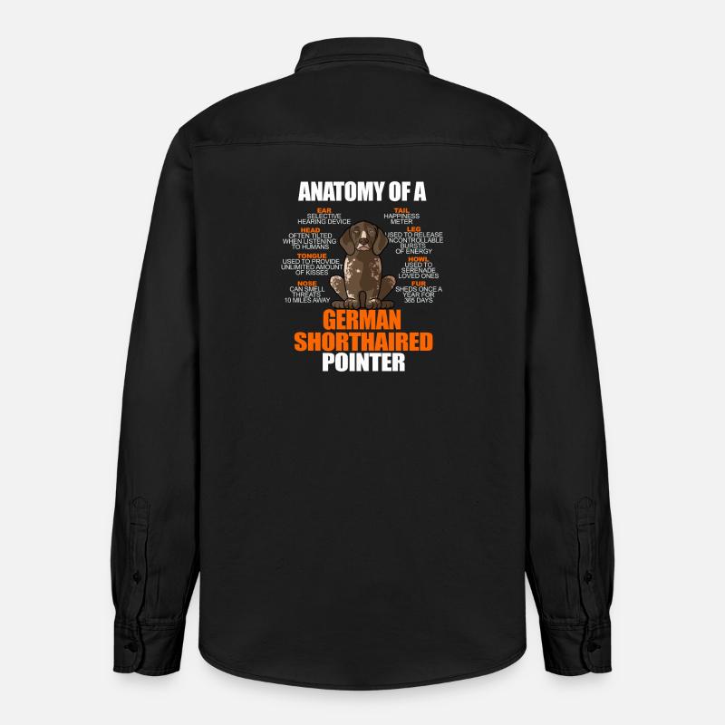 Anatomie eines Deutschen Kurzhaar-Pointers Lustiges GSP - Relaxed Fit Unisex Organic Hemd von Stanley/Stella - washed Black