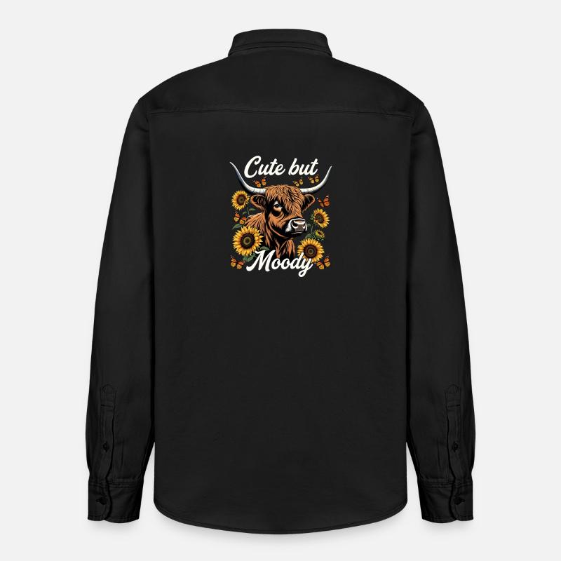 Vache écossaise mignonne mais maussade - Chemise unisexe coupe décontractée bio Stanley/Stella - noir délavé
