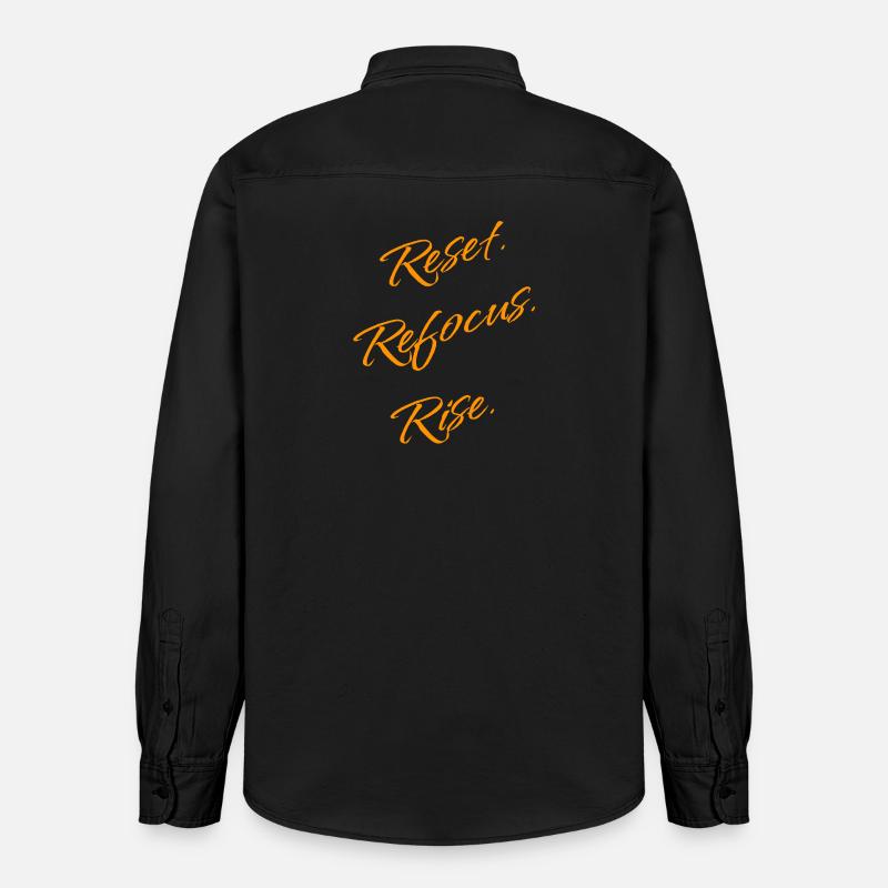 Reset. Refocus. Rise. – Motivation Statement - Relaxed Fit Unisex Organic Hemd von Stanley/Stella - washed Black