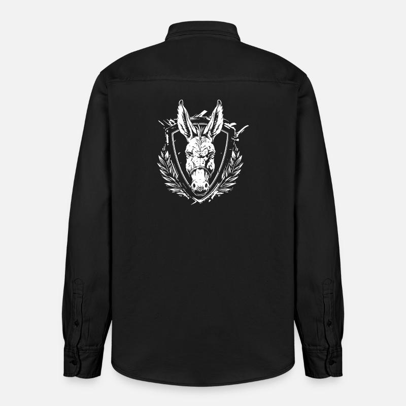 Blason du feuillage du Bouclier d’âne - Chemise unisexe coupe décontractée bio Stanley/Stella - noir délavé