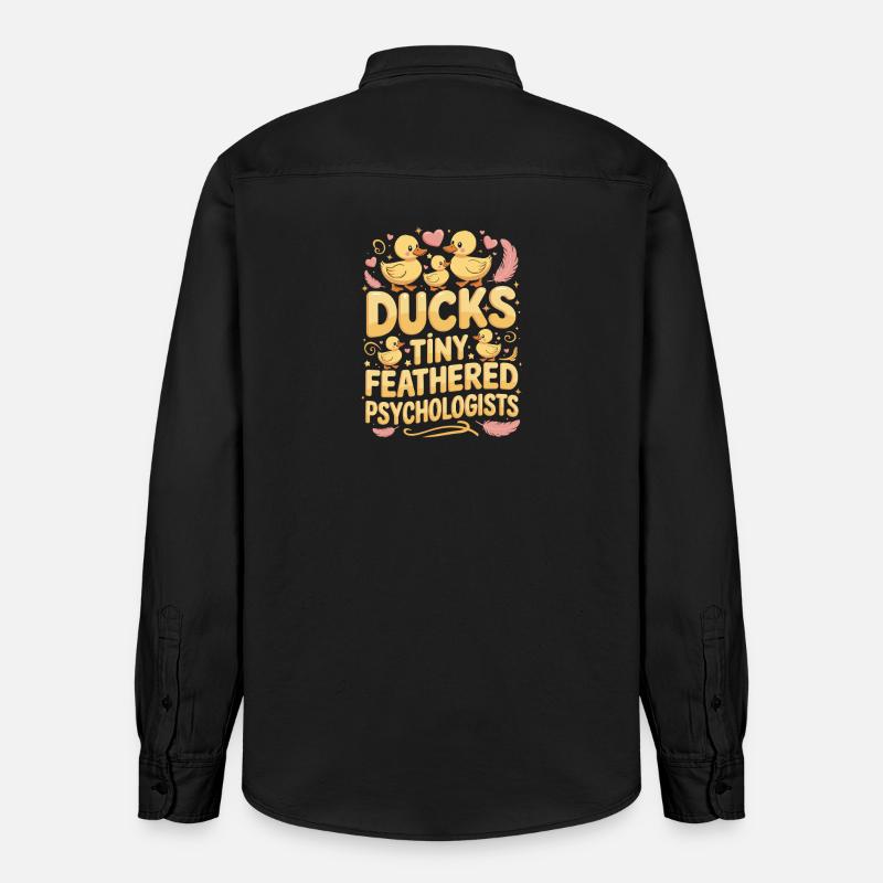 Ducks Tiny Feathered Psychologists Funny Ducks - Relaxed Fit Unisex Organic Shirt by Stanley/Stella - washed black