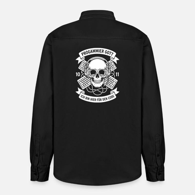 Code Schädel mit Kopfhörern - Relaxed Fit Unisex Organic Hemd von Stanley/Stella - washed Black
