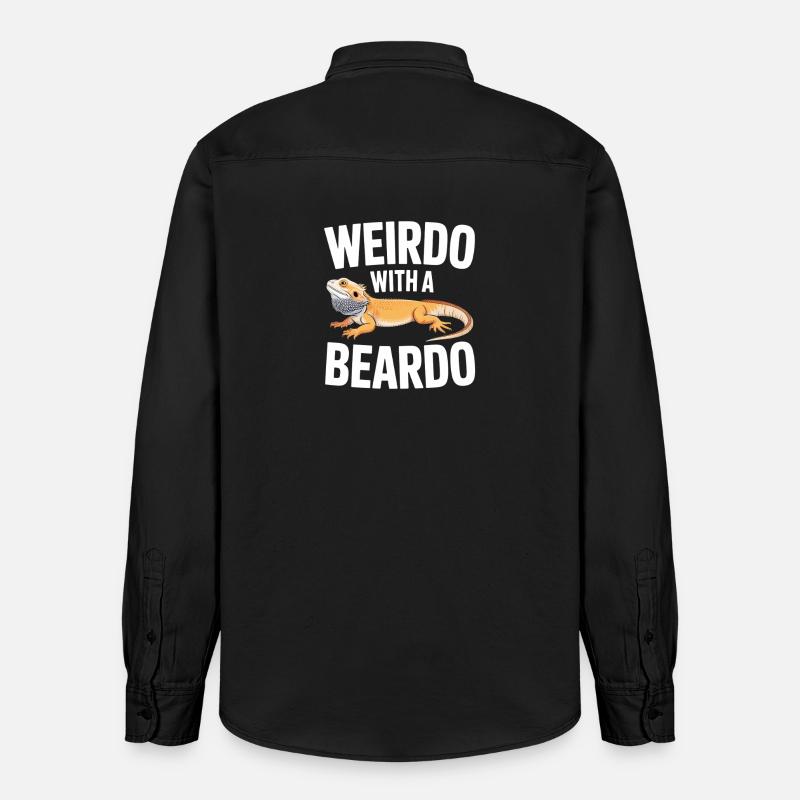 Beardo Lizard Caption Tee - Relaxed Fit Unisex Organic Shirt by Stanley/Stella - washed black