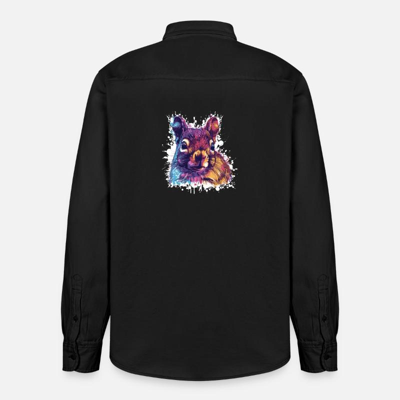 Farbkontrast Eichhörnchen PopArt - Relaxed Fit Unisex Organic Hemd von Stanley/Stella - washed Black