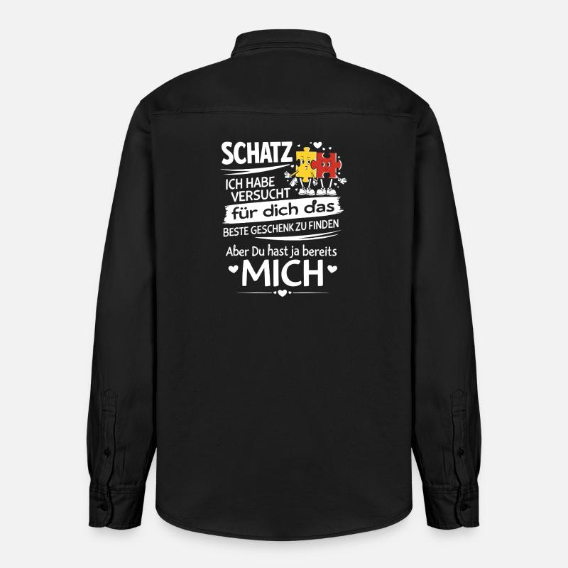 Schatz Geschenk Spruch Puzzleherz - Relaxed Fit Unisex Organic Hemd von Stanley/Stella - washed Black