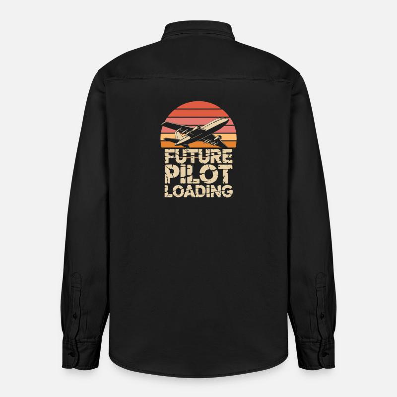 Future Pilot Loading Airplane Retro - Chemise unisexe coupe décontractée bio Stanley/Stella - noir délavé