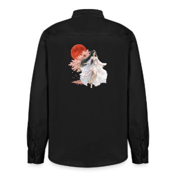 Mondbeschienene Blüten-Verzauberin - Relaxed Fit Unisex Organic Hemd von Stanley/Stella - washed Black - Hinten - AI Model Male 178 light (178cm)