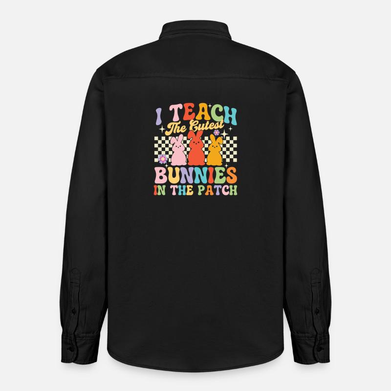 Undervis i Sødeste Kaniner Patch Påskelærer - Stanley/Stella unisex arbejdsskjorte - washed black