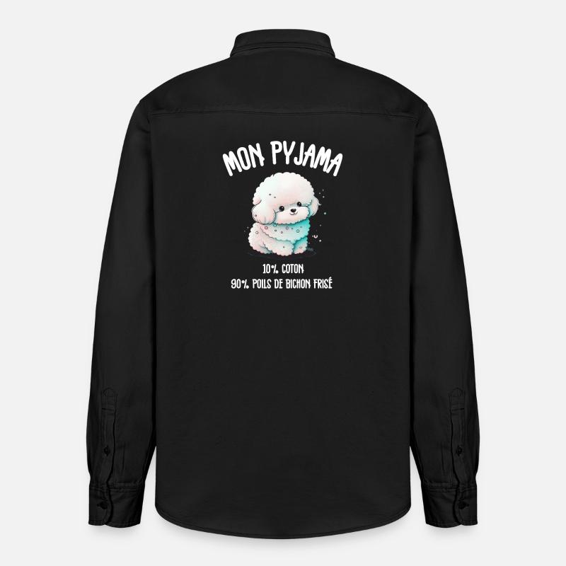 Pyjama Drôle Chien Bichon - Chemise unisexe coupe décontractée bio Stanley/Stella - noir délavé