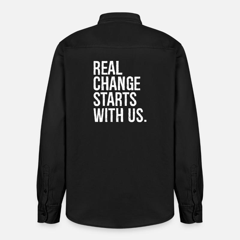 Echte Veränderung beginnt bei uns - Relaxed Fit Unisex Organic Hemd von Stanley/Stella - washed Black