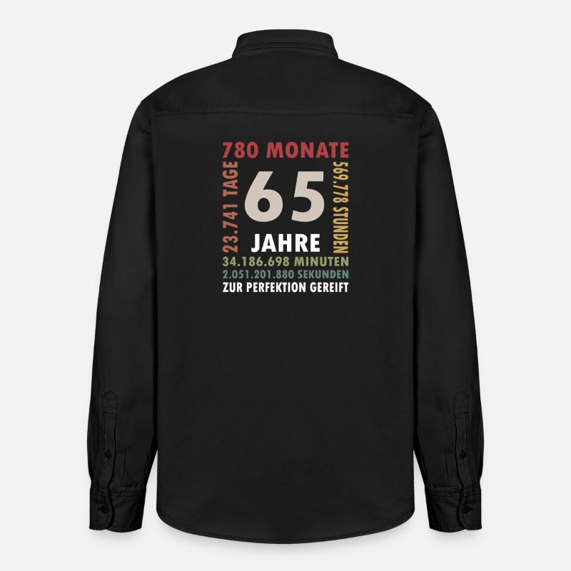 65 ans de conception anniversaire - Chemise unisexe coupe décontractée bio Stanley/Stella - noir délavé