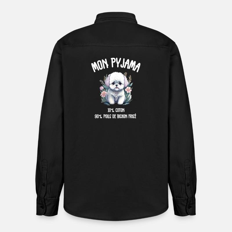 Pyjama Drôle Chien Bichon - Chemise unisexe coupe décontractée bio Stanley/Stella - noir délavé