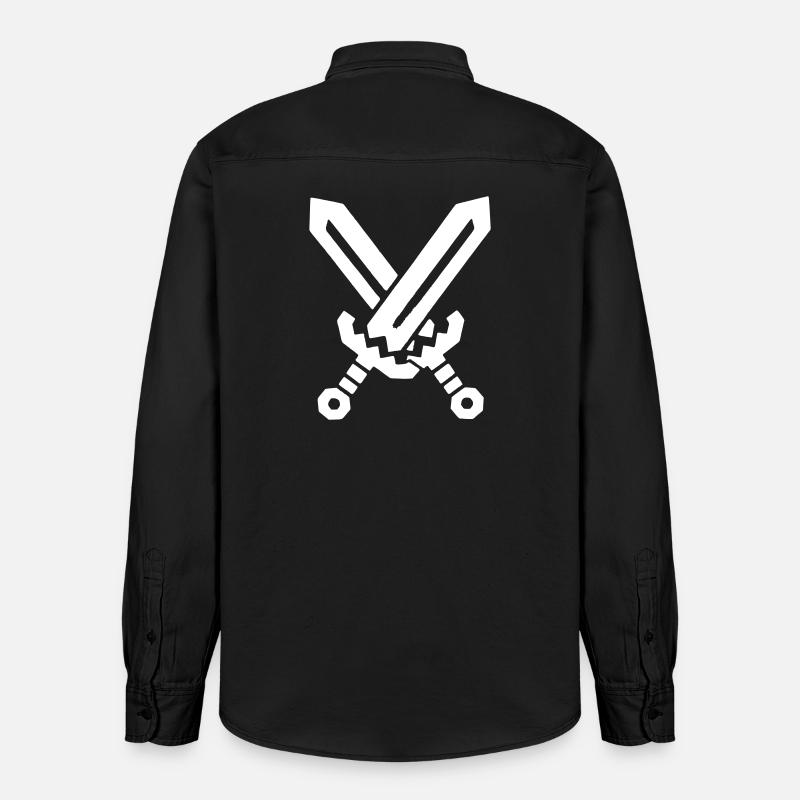 Pixel Swords RPG 8 bits - Chemise unisexe coupe décontractée bio Stanley/Stella - noir délavé