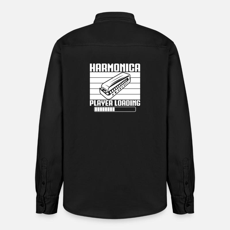 Harmonica Musican Player Loading Harmonica - Relaxed Fit Unisex Organic Shirt by Stanley/Stella - washed black